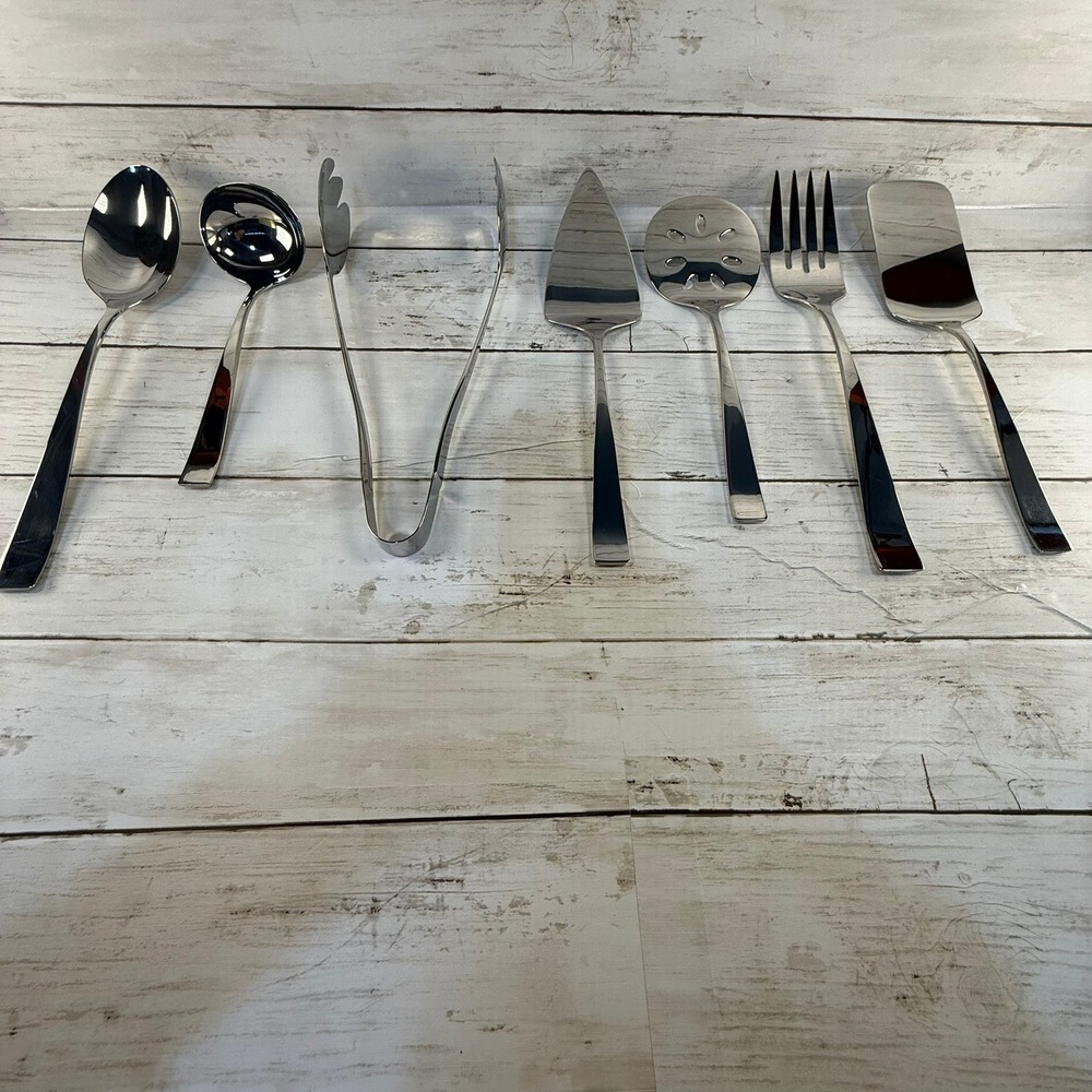 NIB Lenox 7 Piece Hostess Serving Set Stainless Steel Ladle‎ Tongs Cake Server